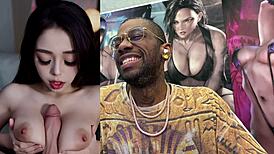 big breast slut gets face cum covered after anal